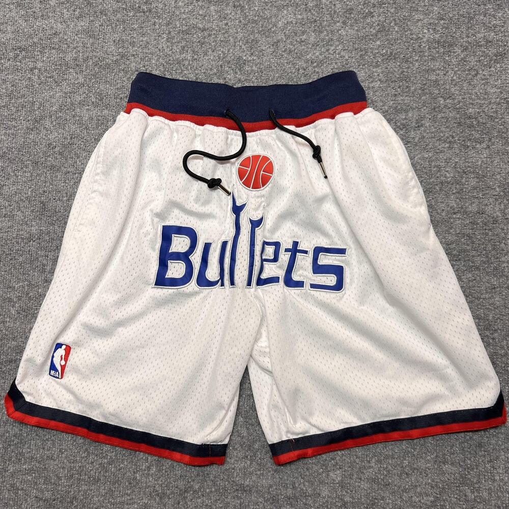 Washington Bullets Shorts Mens Medium White NBA Basketball Just Don Mesh USA